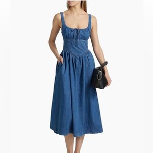 Reformation Balia Denim Fit & Flare Midi-Dress